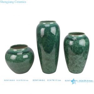 RZMY100-B China Manufacturer Retro Emerald Green Glazed Ceramic Vase Hotel Project Decorative Flower Vase