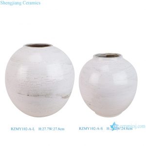RZMY102-A Wabi-Sabi White Spherical Ceramic Vase Rustic Round Pottery Flower Vase