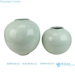 RZMY102-G Modern Mint Green Globular Ceramic Flower Vase Elegant Ball Shaped Pottery Pot Urns