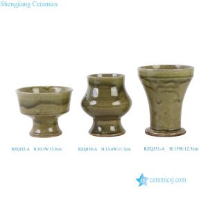 RZQJ30-A/31/32 Vintage Green Celadon Ceramic Planters Small Oriental Glazed Porcelain Flower Pots