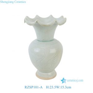 RZSP101-A Celadon Solid color Phoenix Pattern Ceramic Flower Vase