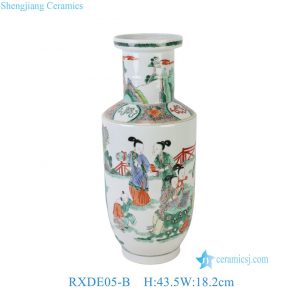 RXDE05-B Jingdezhen Traditional Oriental Figure Porcelain Flower Vase Luxury Handcrafted Colored Ceramic Vases