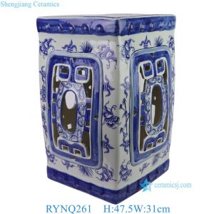 RYNQ261 Chinese Square Blue and White Porcelain Garden Stool Antique Ceramic Stools Wholesale Supplier