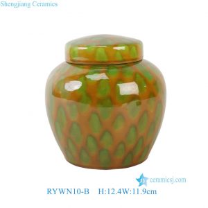 RYWN10-B  Chinese Reactive Glaze yellow Round Ceramic Tank Jar Pot