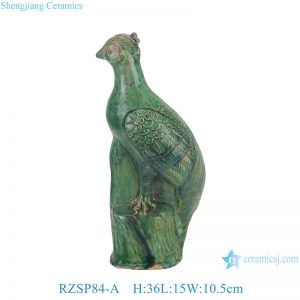 RZSP84-A Chinoiserie Handicraft Porcelain Bird Sculpture Green Glazed Porcelain Bird Statue Collectible Home Ornament