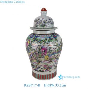 RZSY17-B Antique-style Lidded Jar Kangxi Emperor Court Pattern Traditional Chinese Ginger Jars Ceramic Vases