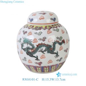 RXGG01-C-F-G Antique Chinese Porcelain Painted Dragon Ceramic Ginger Jar Pot