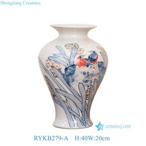 RYKB278-A / RYKB279-A /RYKB281-A Modern Blue and White Floral Bird Gold Line Tabletop Ceramic Vase
