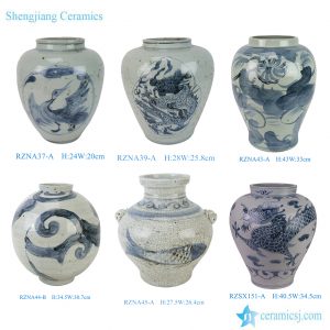 RZNA/RZSX Antique Hand Painted Blue and White Porcelain Flower Vases Countryside Home Decorative Ceramic Vases