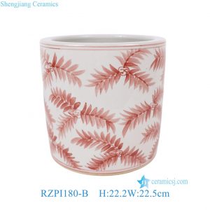 RZPI180-B Jingdezhen Handpainted Red Leaves Ceramic Flower Planter Antique Porcelain Brush Pot