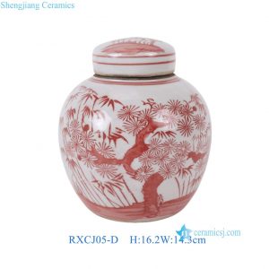RXCJ05-D Ming Jars with enamel red pattern of pine, bamboo and plum blossoms