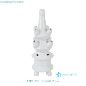 RZKR103-b Modern Solid White Ceramic Multi Spout Tulip Vase Minimalist Stacked Flower Tower Centerpiece Decor