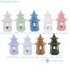 RZKR68-EFGHIJKLM  Solid color Blue Purple White Green Ceramic Pagoda Objects Statues
