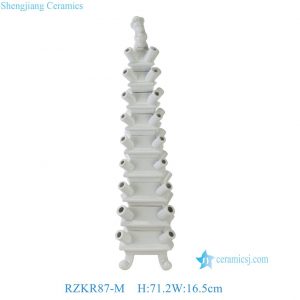 RZKR87-M Elegant White Glazed Ceramic Tulip Vase Modern Multi Hole 71cm Tall Grand Pagoda Tulipiere Living Room Decor