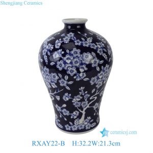RXAY22-B  Blue and white porcelain vase with plum blossoms on a blue background