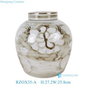 RZOX35-A  Brown Painted Sun Motif Ming Jar